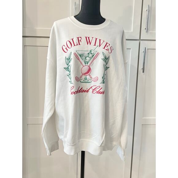 NEW Golf Wives Cocktail Club Pullover Sweatshirt Womens XL Preppy Pink Green - Picture 3 of 7